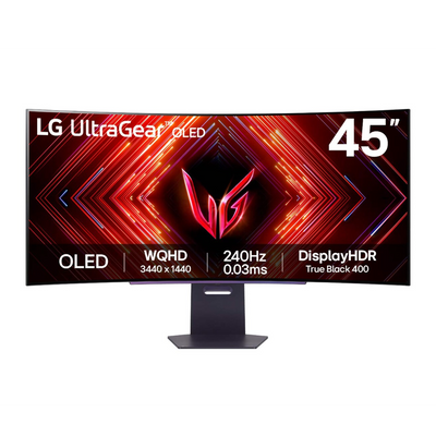 Màn hình Gaming 45" LG UltraGear, OLED WQHD cong với tốc độ làm mới 240Hz, Thời gian phản hồi 0,03ms (GtG) - 45GS95QE-B