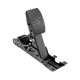 Black metal pedal mechanism on a white background
