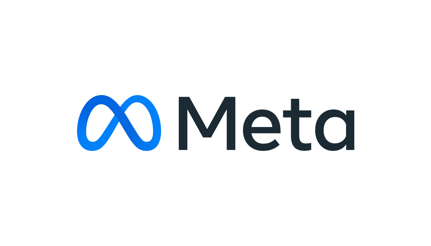 Meta logo on a plain white background, with a blue infinity symbol and the word 'Meta' in dark navy text.